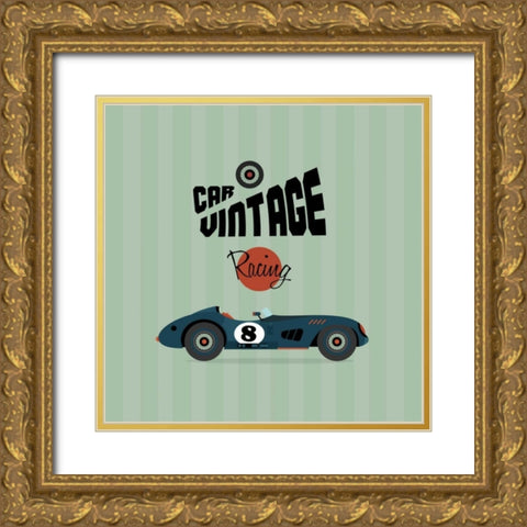 Vintage Racing 1 Gold Ornate Wood Framed Art Print with Double Matting by GraphINC Studio