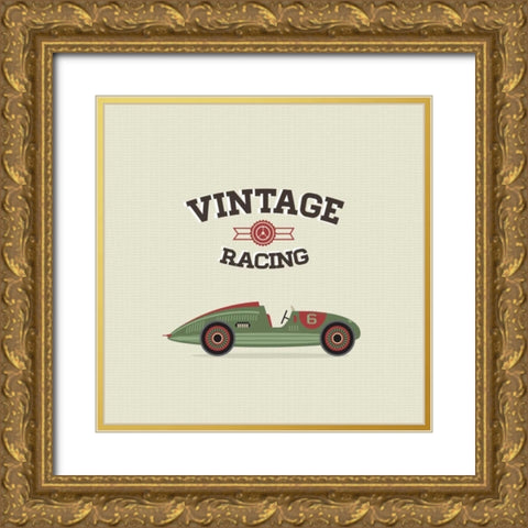 Vintage Racing 3 Gold Ornate Wood Framed Art Print with Double Matting by GraphINC Studio