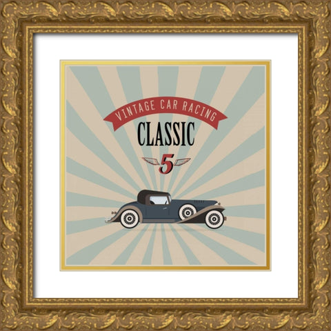 Vintage Racing 4 Gold Ornate Wood Framed Art Print with Double Matting by GraphINC Studio