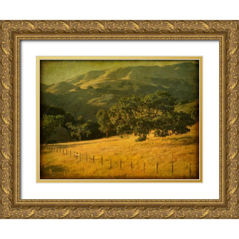 Oak and Fence Gold Ornate Wood Framed Art Print with Double Matting by Guion, William