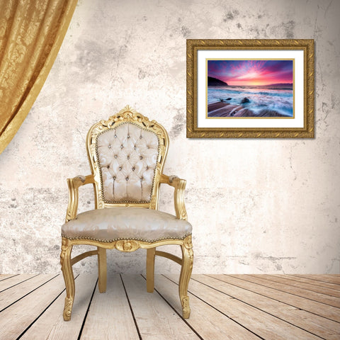 Distant Glow Gold Ornate Wood Framed Art Print with Double Matting by Gordon, Dave