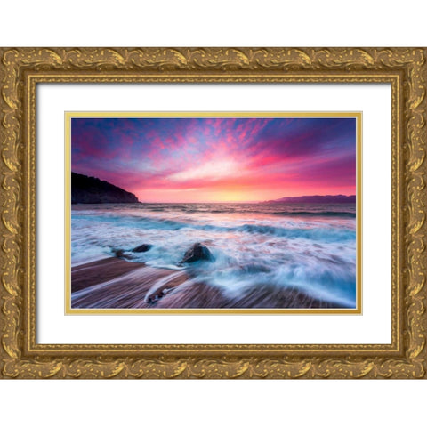 Distant Glow Gold Ornate Wood Framed Art Print with Double Matting by Gordon, Dave