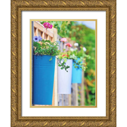 The Colored Pots Gold Ornate Wood Framed Art Print with Double Matting by Goncalves, Adelino