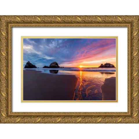 River of Gold Gold Ornate Wood Framed Art Print with Double Matting by Gordon, Dave