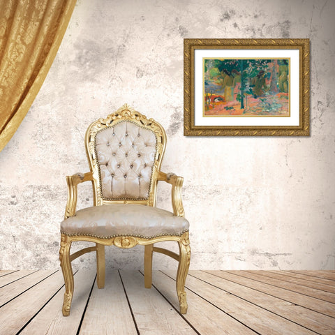 The Bathers Gold Ornate Wood Framed Art Print with Double Matting by Gauguin, Paul