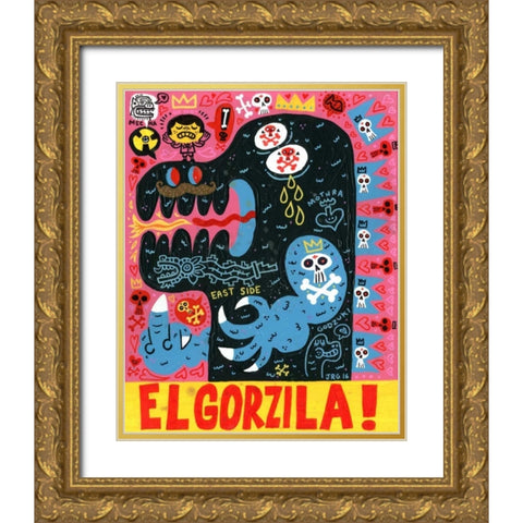 Monstro Gold Ornate Wood Framed Art Print with Double Matting by Gutierrez, Jorge R.
