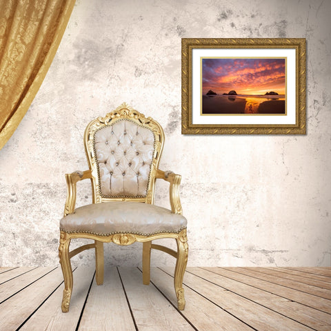 Flow Gold Ornate Wood Framed Art Print with Double Matting by Gordon, Dave