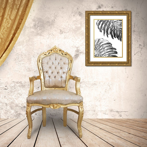 Double Philodendron - BW Gold Ornate Wood Framed Art Print with Double Matting by Greer, Lexie