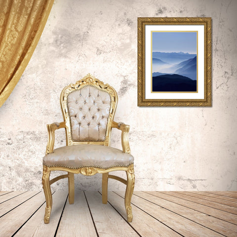 Blue Mountains Gold Ornate Wood Framed Art Print with Double Matting by Greer, Lexie
