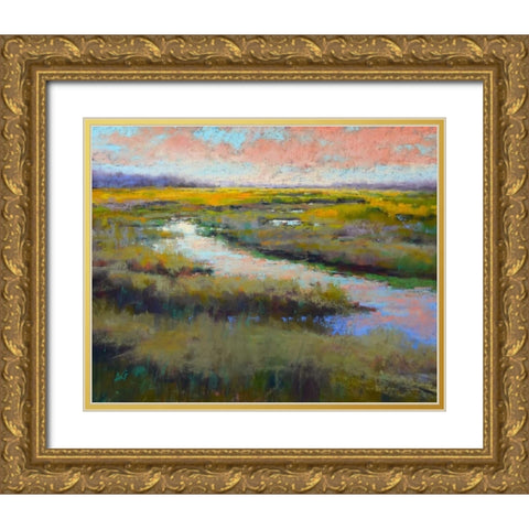 A Glimmer on the Marsh Gold Ornate Wood Framed Art Print with Double Matting by Gos, Alejandra