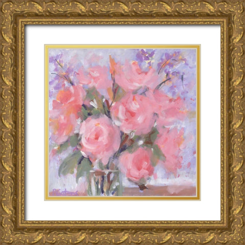 Champagne Pinks Gold Ornate Wood Framed Art Print with Double Matting by Gatens, Pamela