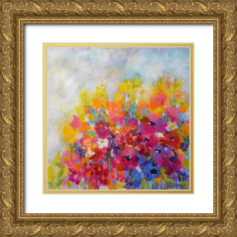 Garden at Millefiori Gold Ornate Wood Framed Art Print with Double Matting by Gatens, Pamela