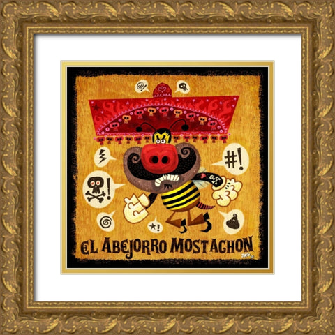 Abejorro Mostachon Gold Ornate Wood Framed Art Print with Double Matting by Gutierrez, Jorge R.
