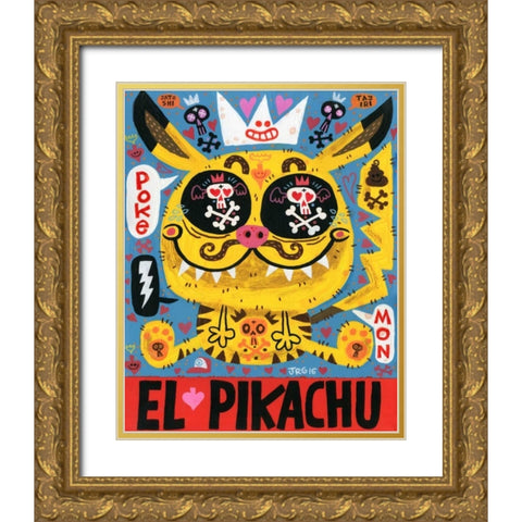 Magic Japanese Cockfighting Gold Ornate Wood Framed Art Print with Double Matting by Gutierrez, Jorge R.