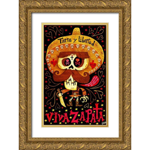 Viva Zapata Gold Ornate Wood Framed Art Print with Double Matting by Gutierrez, Jorge R.