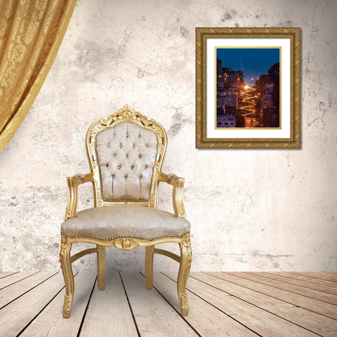 Lombard Street Gold Ornate Wood Framed Art Print with Double Matting by Getty, Bruce