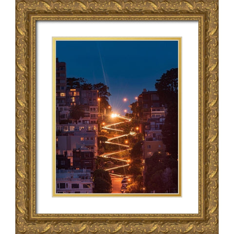 Lombard Street Gold Ornate Wood Framed Art Print with Double Matting by Getty, Bruce