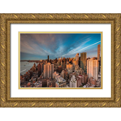 New York Morning Gold Ornate Wood Framed Art Print with Double Matting by Getty, Bruce