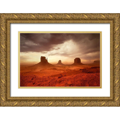 Monsoon Sandstorm Gold Ornate Wood Framed Art Print with Double Matting by Gavrilis, John