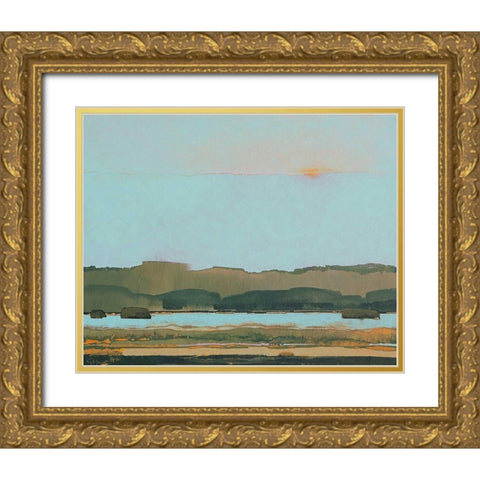 West of the River Gold Ornate Wood Framed Art Print with Double Matting by Hargreaves, Greg