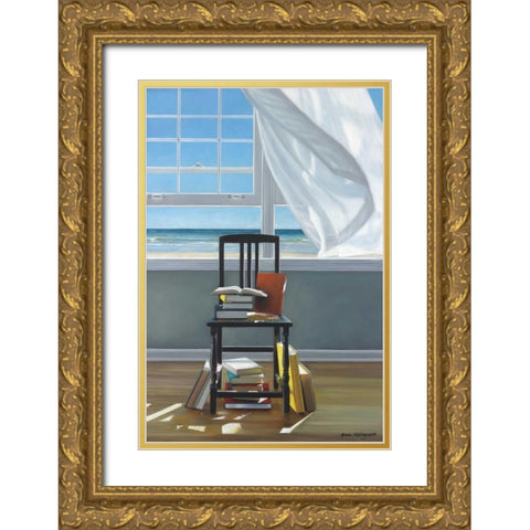 Beach Scholar Gold Ornate Wood Framed Art Print with Double Matting by Hollingsworth, Karen