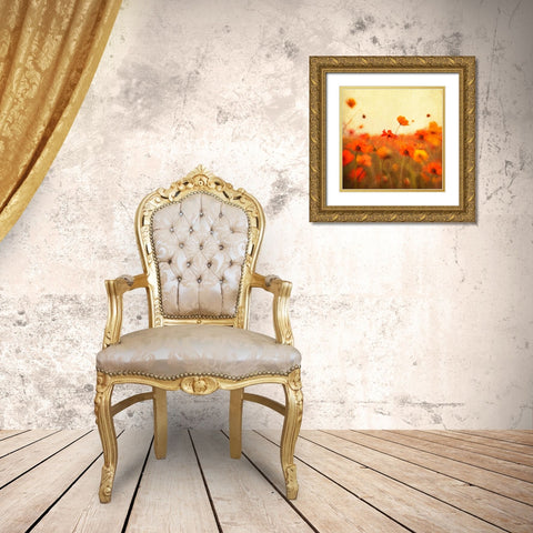 Orange Happiness Gold Ornate Wood Framed Art Print with Double Matting by Hanna, Dawn D.