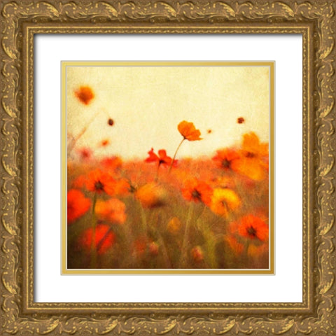 Orange Happiness Gold Ornate Wood Framed Art Print with Double Matting by Hanna, Dawn D.