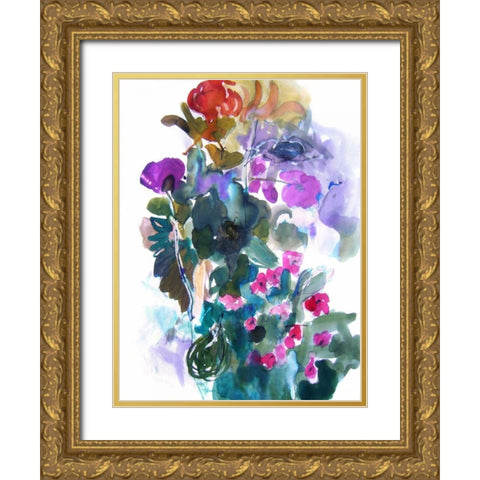 Flowers and Insects Two Gold Ornate Wood Framed Art Print with Double Matting by Hamidieli, Fotini
