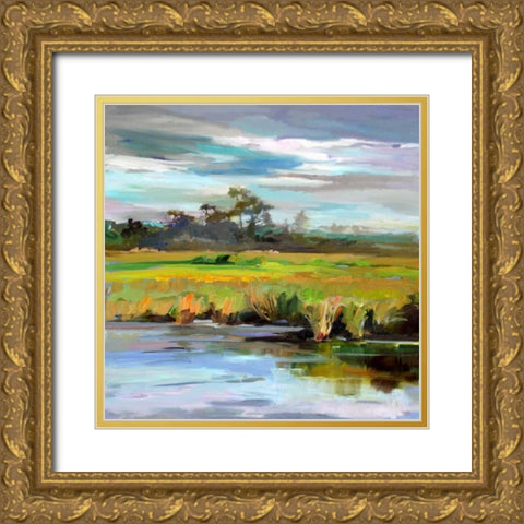Early Evening Gold Ornate Wood Framed Art Print with Double Matting by Hallock, Carol