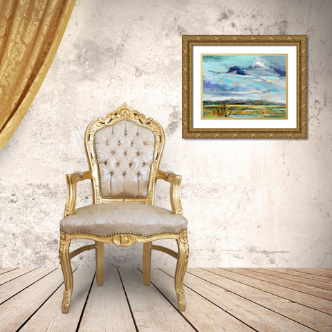 Marsh Skies Gold Ornate Wood Framed Art Print with Double Matting by Hallock, Carol