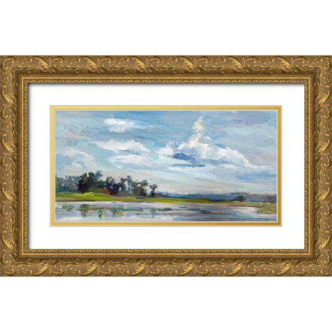 Tree Reflections Gold Ornate Wood Framed Art Print with Double Matting by Hallock, Carol