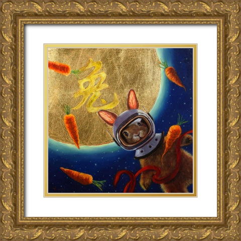 Journey to the Moon Gold Ornate Wood Framed Art Print with Double Matting by Heffernan, Lucia
