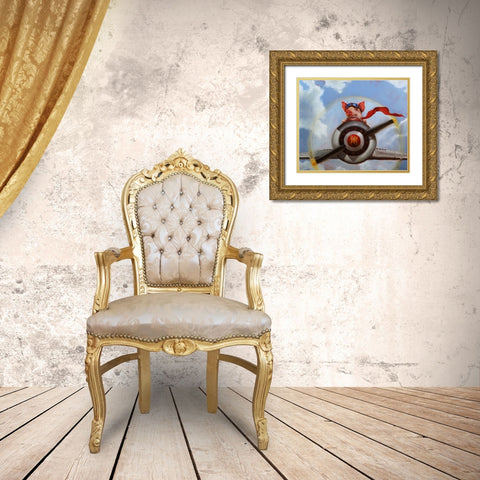 When Pigs Fly Gold Ornate Wood Framed Art Print with Double Matting by Heffernan, Lucia