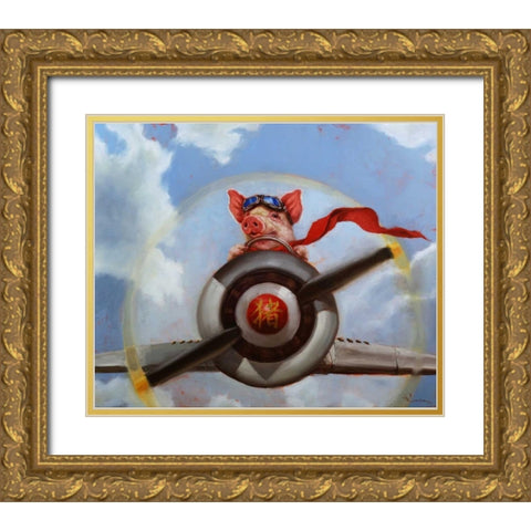 When Pigs Fly Gold Ornate Wood Framed Art Print with Double Matting by Heffernan, Lucia