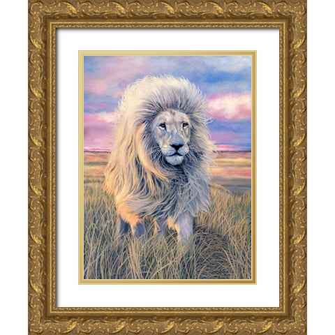 Timbavati Messenger Gold Ornate Wood Framed Art Print with Double Matting by Henderson, Jan