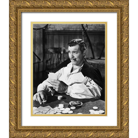 Clark Gable 1939 Gone with the Wind Gold Ornate Wood Framed Art Print with Double Matting by Unknown