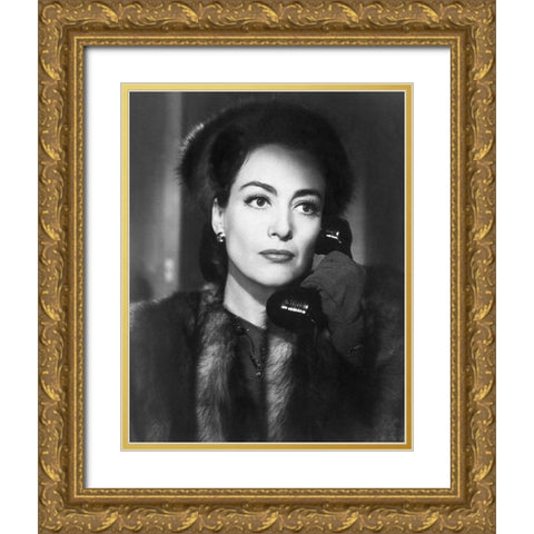 Joan Crawford 1945 Mildred Pierce Gold Ornate Wood Framed Art Print with Double Matting by Unknown