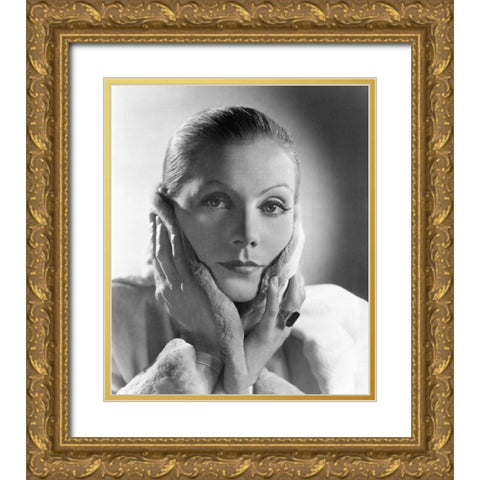 Greta Garbo 1935 Anna Karenina Gold Ornate Wood Framed Art Print with Double Matting by Unknown