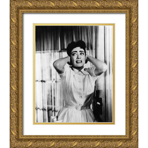 Joan Crawford 1956 Autumn Leaves Gold Ornate Wood Framed Art Print with Double Matting by Unknown