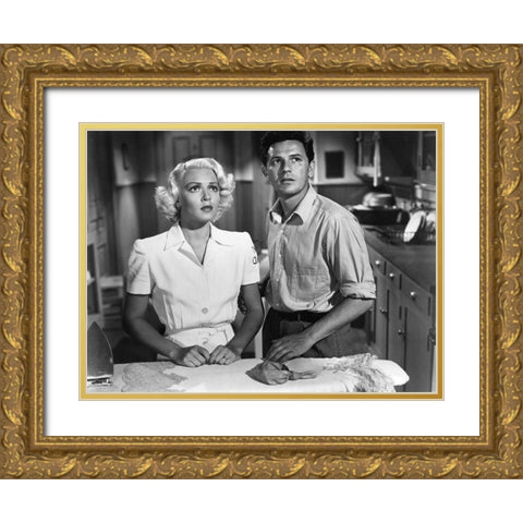 Lana Turner 1946 The Postman Always Rings Twice B Gold Ornate Wood Framed Art Print with Double Matting by Unknown