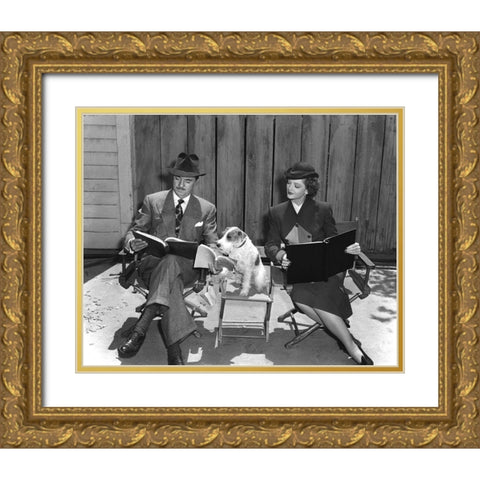 The Thin Man William Powell, Myrna Loy and Asta Gold Ornate Wood Framed Art Print with Double Matting by Unknown