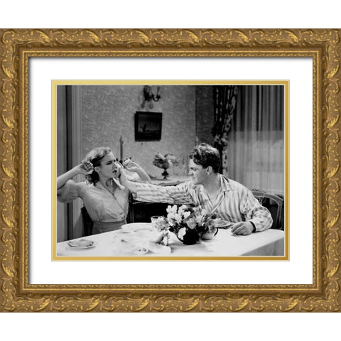 James Cagney and Mae Clark Public Enemy 1931 Gold Ornate Wood Framed Art Print with Double Matting by Unknown