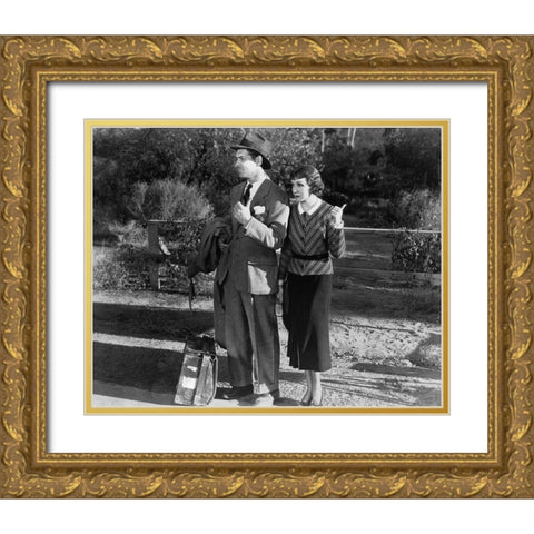 Clark Gable and Claudette Colbert 1934 It Happened One Night Gold Ornate Wood Framed Art Print with Double Matting by Unknown