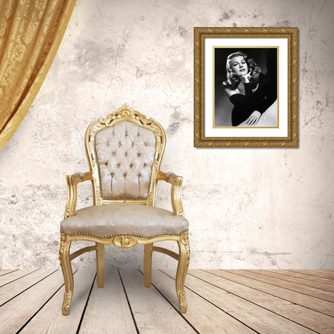 Rita Hayworth Gilda 1946 Gold Ornate Wood Framed Art Print with Double Matting by Unknown