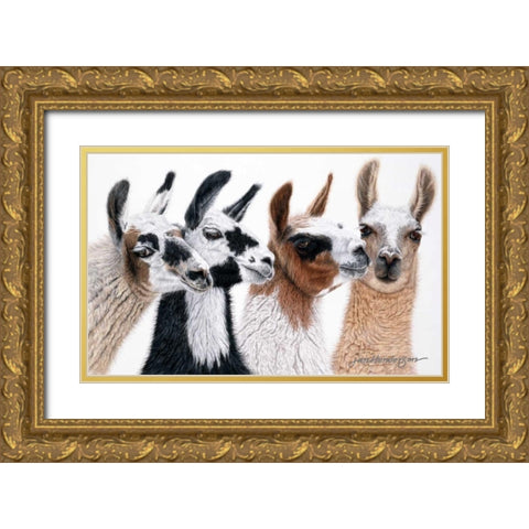 Peruvian Visitors Gold Ornate Wood Framed Art Print with Double Matting by Henderson, Jan