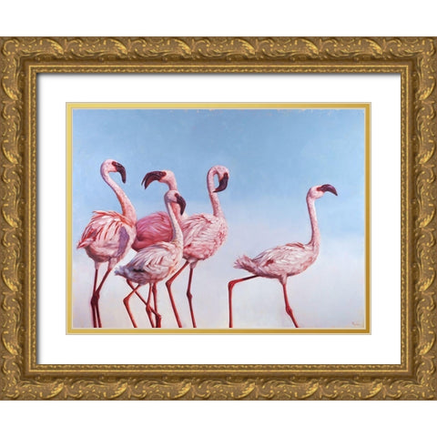 Pink Ladies Gold Ornate Wood Framed Art Print with Double Matting by Heffernan, Lucia
