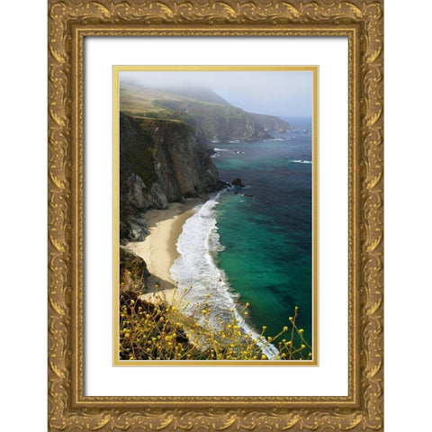 Big Sur Coast Gold Ornate Wood Framed Art Print with Double Matting by Hiers, Winthrope