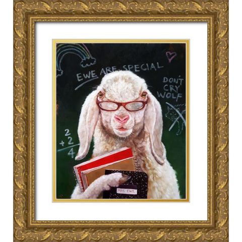 Back To School Gold Ornate Wood Framed Art Print with Double Matting by Heffernan, Lucia