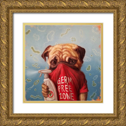 Germaphobic Gold Ornate Wood Framed Art Print with Double Matting by Heffernan, Lucia