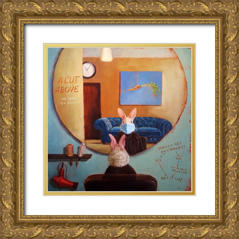 Pandemic Haircut Gold Ornate Wood Framed Art Print with Double Matting by Heffernan, Lucia